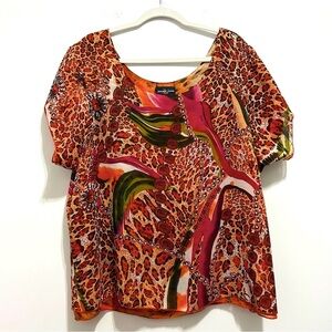 Jennifer Lauren Plus Women’s Multicolor Blouse with Relaxed Fit